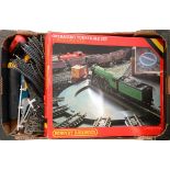 A HORNBY RAILWAYS R410 TURNTABLE, BOXED, TWO LOCOMOTIVES AND VARIOUS ACCESSORIES