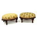 A PAIR OF VICTORIAN MAHOGANY OVAL FOOTSTOOLS