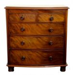 A VICTORIAN MAHOGANY BOW FRONTED CHEST OF DRAWERS, 112 CM H, 107CM W