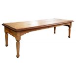 A VICTORIAN WAXED PINE KITCHEN TABLE, 250CM L