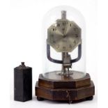 A BULLE ELECTRIC TIMEPIECE, THE OCTAGONAL SILVERED DIAL INSCRIBED PINCHIN JOHNSON, ON STAINED WOOD