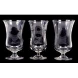 THREE VICTORIAN GLASS CELERY VASES, 19CM H