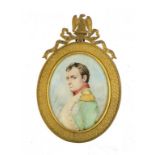 A FRENCH DECORATIVE MINIATURE OF NAPOLEON, EARLY 20TH C 80 x 62mm, giltmetal frame ++In fine