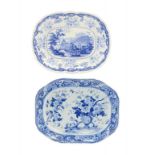 A MINTON BLUE PRINTED EARTHENWARE CHINESE MARINE PATTERN MEAT DISH, C1830 51cm w, printed mark and a