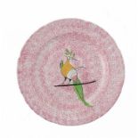 A BRITISH SPATTERWARE PLATE, 19TH C naively painted with a bird, 19.5cm diam ++In good condition