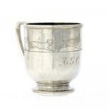 A GUILD OF HANDICRAFT SILVER CHRISTENING MUG 8cm h, mark of Guild of Handicraft Ltd, London 1929,