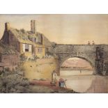 FOLLOWER OF PAUL SANDBY - THE FIRST ARCH OF THE TRENT BRIDGE WEST SIDE OF NOTTINGHAM, WATERCOLOUR,