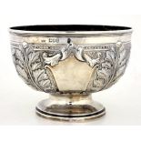 A VICTORIAN SILVER EMBOSSED ROSE BOWL, 12CM H, LONDON 1899, 11OZS 10DWTS