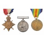 WORLD WAR ONE GROUP OF THREE 1914-15 Star, British War Medal and Victory Medal, 12049 PTE R S