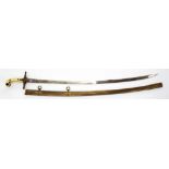 AN 1831 PATTERN GENERAL OFFICER'S SWORD AND BRASS SCABBARD, THE ETCHED BLADE SIGNED FOR THE RETAILER