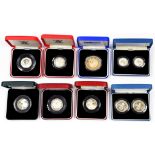 VARIOUS ENGLISH SILVER PROOF COINS, ALL ERII, CASED