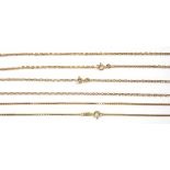 TWO GOLD NECKLETS AND A 9CT GOLD NECKLET, 17.2G