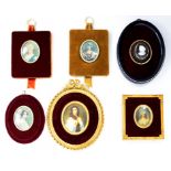 FIVE VARIOUS 20TH CENTURY DECORATIVE MINIATURES AND A CAMEO, VARIOUS SIZES