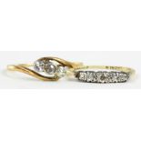 TWO DIAMOND RINGS IN GOLD, 2.7G GROSS