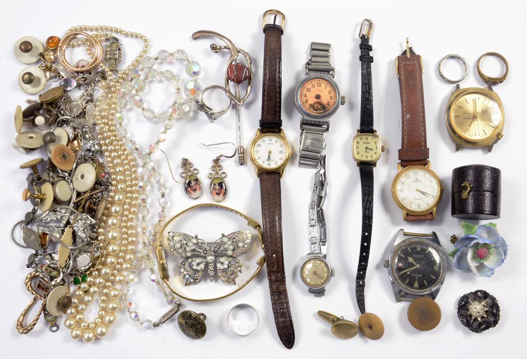 MISCELLANEOUS COSTUME JEWELLERY AND WRISTWATCHES, ETC