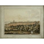 A SET OF THREE EARLY 19TH CENTURY AQUATINTS OF NOTTINGHAM, 23.5CM X 31.5CM AND AN AQUATINT OF