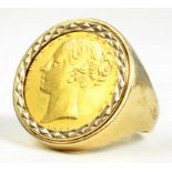 GOLD COIN. SOVEREIGN 1864, MOUNTED IN A 9CT GOLD RING, 15G