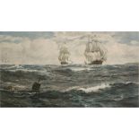 AFTER C NAPIER HEMY - AN ARMED MERCHANTMAN, REPRODUCTION PRINTED IN COLOUR, PUBLISHED BY FROST &