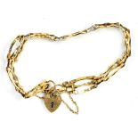 A 9CT GOLD GATE BRACELET AND PADLOCK, 5G