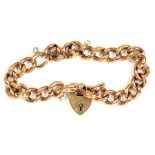 A GOLD GATE BRACELET, MARKED 9CT, WITH CONTEMPORARY 9CT GOLD PADLOCK, 15.6G
