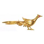 A 9CT GOLD PHEASANT BROOCH, WITH RUBY EYE, 5.6G GROSS