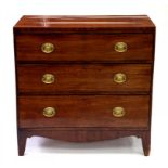 A VICTORIAN MAHOGANY AND LINE INLAID CHEST OF DRAWERS, 89CM H X 89CM X 47CM