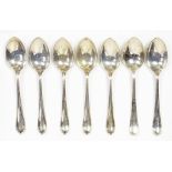 A SET OF SEVEN GEORGE VI SILVER COFFEE SPOONS, SHEFFIELD 1942, 3OZS