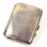 A GEORGE V SILVER CIGARETTE CASE, 8.5CM W, BIRMINGHAM 1917, 3OZS