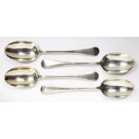 FOUR SILVER TABLESPOONS, OLD ENGLISH PATTERN, ALL LONDON, THREE 1914, THE FOURTH 1916, 10OZS