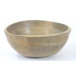 TREEN. A VICTORIAN TREEN SYCAMORE MIXING BOWL, 35CM DIAM (IRREGULAR)