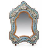 AN ITALIAN WALNUT AND GLASS MOSAIC DRESSING MIRROR, C1870 with bevelled plate, 47cm h ++In excellent