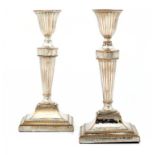 A PAIR OF SHEFFIELD PLATE FLUTED BRACKET CANDLESTICKS, C1780 18cm h ++Good condition with light wear