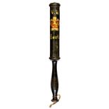 A VICTORIAN PAINTED WOOD TRUNCHEON painted in polychrome with crown and lettered in gilt VR and