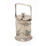 A CHINESE SILVER REPOUSSÉ JAR AND COVER, EARLY 20TH C worked with birds and prunus on a textured