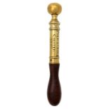 A GEORGE III BRASS TIPSTAFF, DATED 1820 with ball finial, engraved lengthways POLICE OFFICE