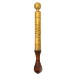 A GEORGE III BRASS TIPSTAFF with ball finial, engraved lengthways GIIIR POLICE OFFICE CHESTER No