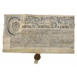 COURT OF COMMON PLEAS CHARLES II EXEMPLIFICATION OF A RECOVERY, 1682 John Brown and George Rowen (