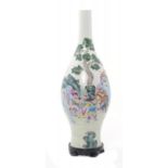A CHINESE FAMILLE ROSE VASE, 19TH/20TH CENTURY 38cm h, Jiaqing mark, wood stand (2) ++In fine