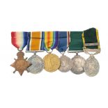 WORLD WAR ONE GROUP OF SIX 1914-15 Star, British War Medal, Victory Medal, Coronation Medal 1936,