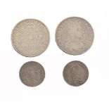 ENGLAND, MILLED SILVER Charles II, Crown 1671 almost Fine; 1/- 1668, almost VF (2)