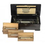 A SWISS INTERCHANGABLE CYLINDER MUSICAL BOX, C1880 numbered on mechanism and =tune sheet 93672, with