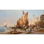 ARTHUR TREVOR HADDON, RBA (1864 -1941) A VENETIAN FISH MARKET signed, oil on canvas, 60 x 105cm ++In