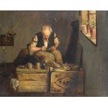 AUGUSTUS HENRY FOX (C1822-1895) THE SHOE MENDER signed and dated 1895, oil on canvas, 39 x 49cm ++