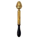 A GEORGE III BRASS TIPSTAFF with acorn finial, engraved lengthways GIIIR KINGSTON upon HULL N4,