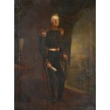 ENGLISH SCHOOL, 19TH CENTURY PORTRAIT OF AN OFFICER full length in uniform, oil on canvas, 81 x