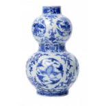 A CHINESE BLUE AND WHITE DOUBLE GOURD PHOENIX VASE, 19TH C 21cm h, Wanli mark within a double circle