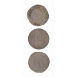 ENGLAND, HAMMERED SILVER Charles I, Shillings, S.2792 mm tun, S.2793 mm triangle, Nicholas Briot's