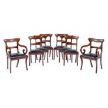 A SET OF EIGHT WILLIAM IV MAHOGANY DINING CHAIRS, C1830-40 the set including a pair of elbow chairs,
