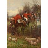 †JOHN SANDERSON SANDERSON-WELLS, RI (1872-1955) A HUNTING INCIDENT signed, oil on canvas, 74 x