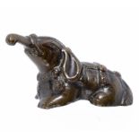 A CHINESE MINIATURE BRONZE MOUNT, IN THE FORM OF AN ELEPHANT, MING DYNASTY 4cm h ++In satisfactory